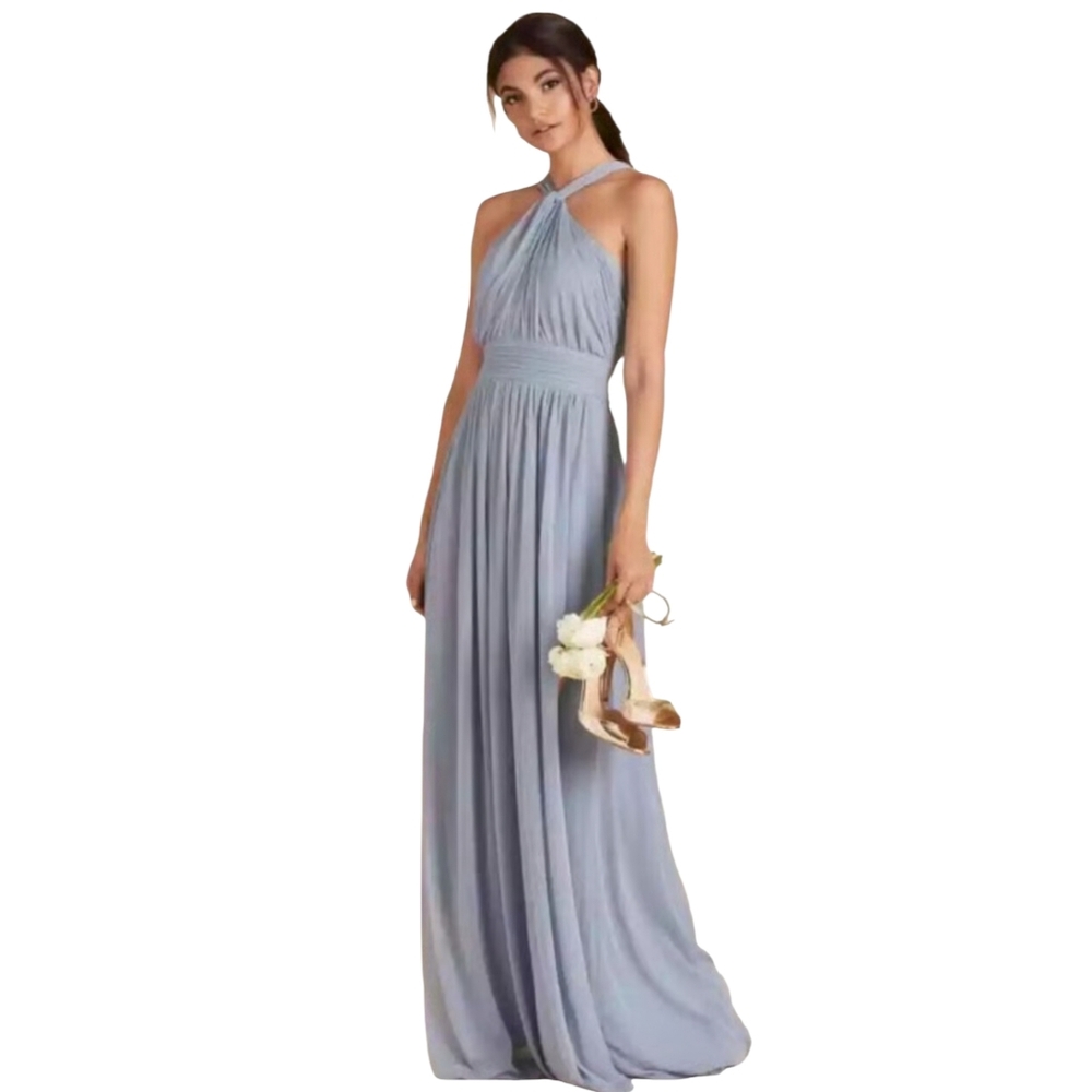 Birdy Grey Kiko Gray Chiffon Long Gown Size Small